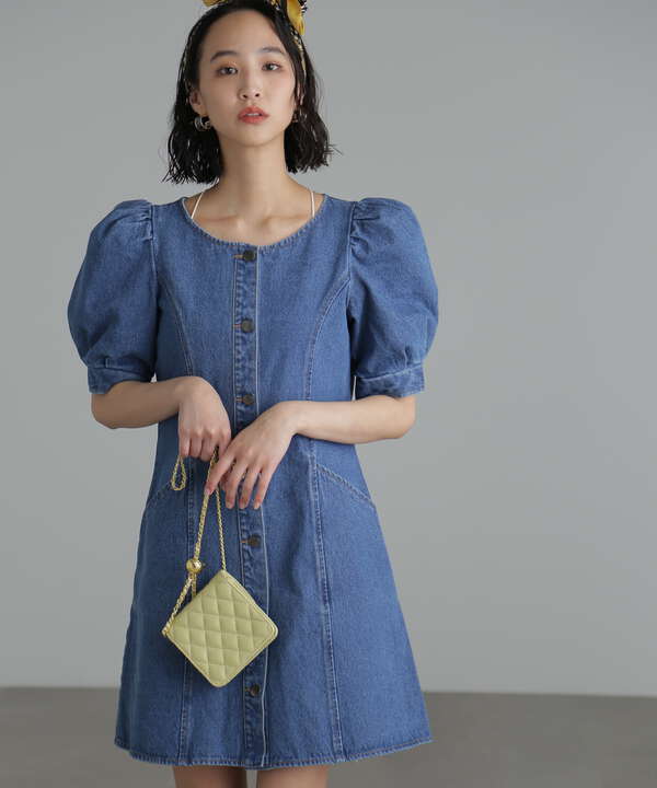 【追加生産予約5月中旬-5月下旬入荷予定】クルーネックデニムミニワンピース