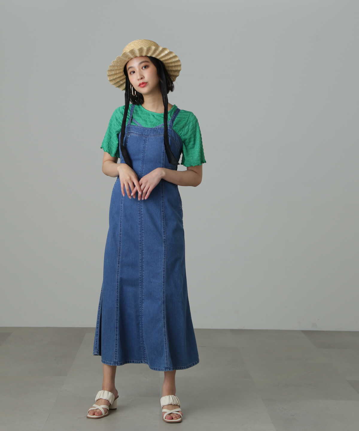 [Sシリーズ対応商品]マーメイドデニムキャミワンピース