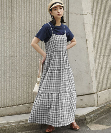 ［レッドカラーWEB限定］コットンティアードキャミソールワンピース