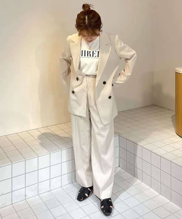 麻調合繊ダブルブレストジャケット