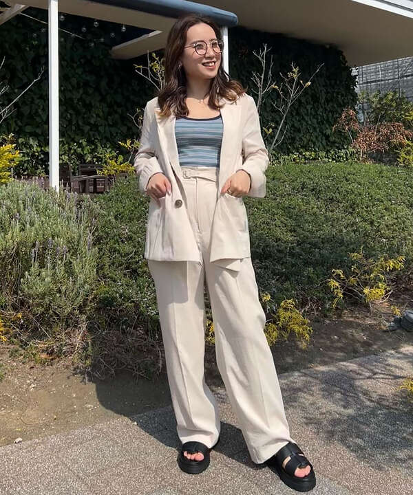 麻調合繊ダブルブレストジャケット