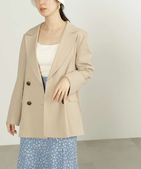 麻調合繊ダブルブレストジャケット