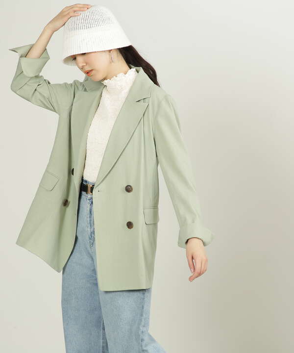 麻調合繊ダブルブレストジャケット