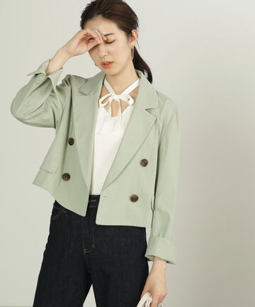 麻調合繊ショート丈ジャケット