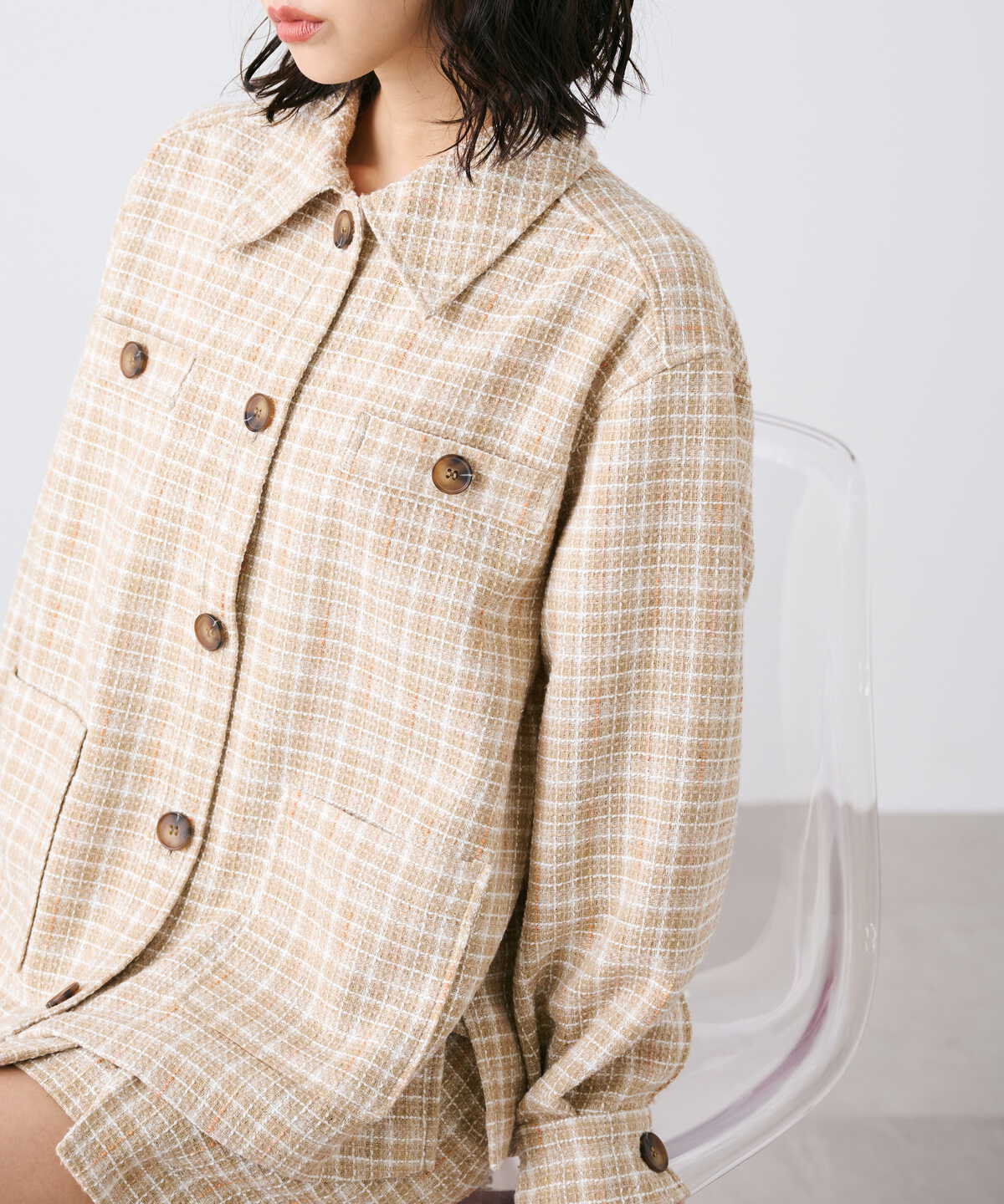 レディース【新品未使用タグ付き】定価67100円　ツイード　シャツ　長袖　ジャケット
