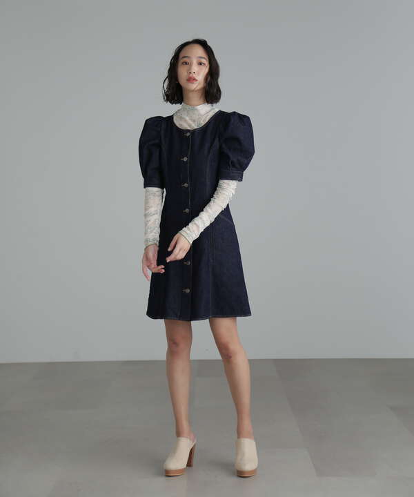 柄シアーハイネックカットソー