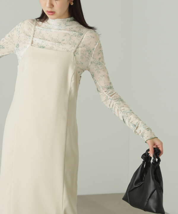 柄シアーハイネックカットソー