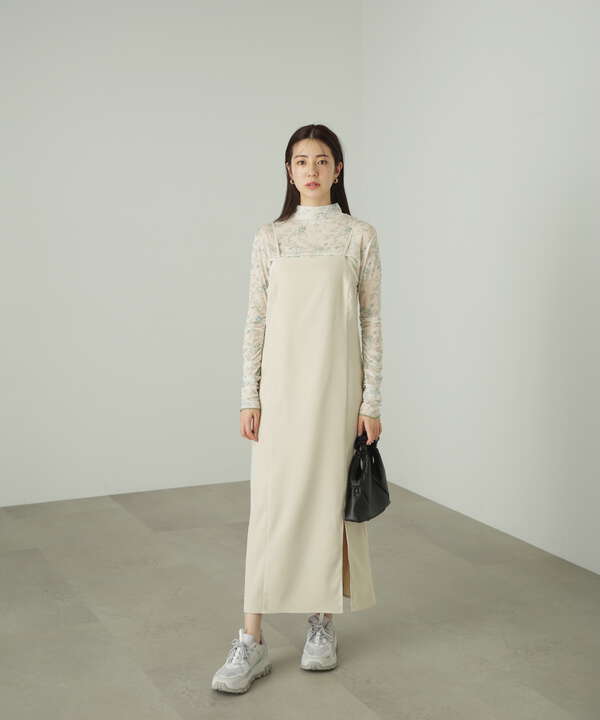 柄シアーハイネックカットソー