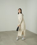柄シアーハイネックカットソー