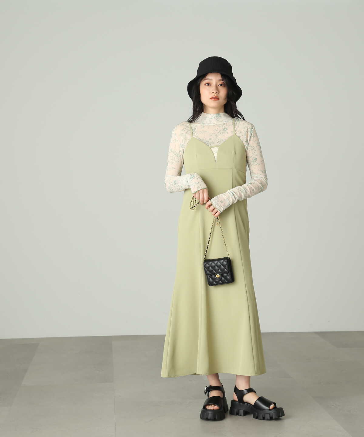 柄シアーハイネックカットソー
