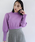 ウエストシェイプパフスリーブニット