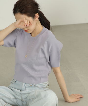 ［洗える］マシンウォッシャブル総針コクーン半袖ニット