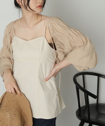 ［ベージュカラーＷＥＢ限定］ショート丈ボレロブラウス