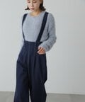 [低身長サイズ/Sシリーズ]2Wayサス付きハイウエストタックワイドデニムパンツ