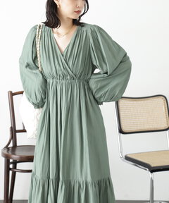 [Sシリーズ対応商品]カシュクールティアードワンピース