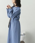 ウエストドロストパフスリーブニットワンピース