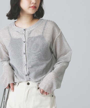 シアーボーダーカットソーカーディガン