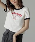 ロゴプリントリンガーTシャツ