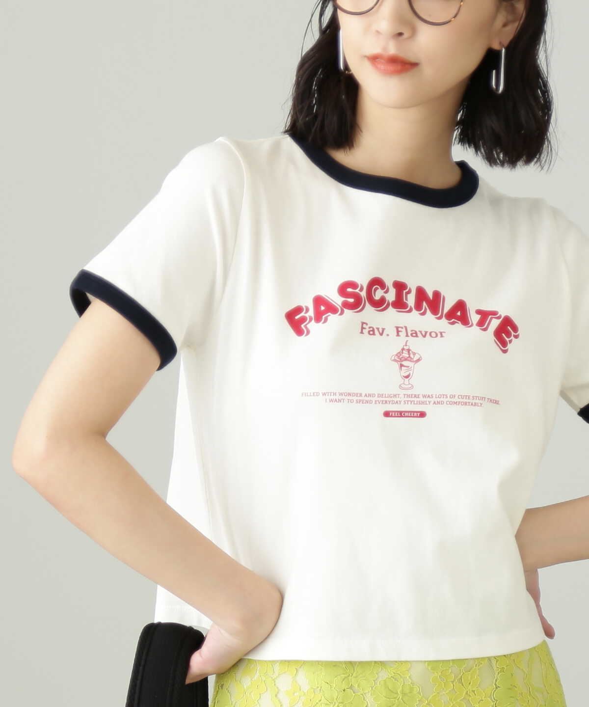 ロゴプリントリンガーTシャツ