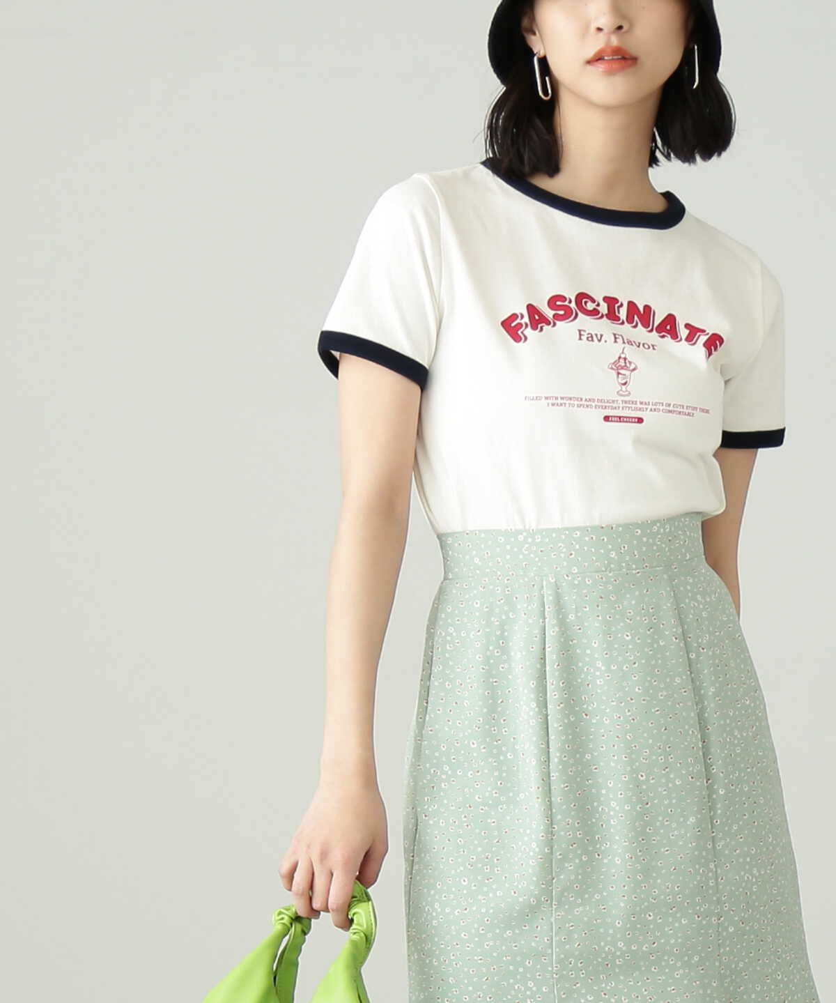 ロゴプリントリンガーTシャツ