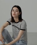 ロゴプリントリンガーTシャツ