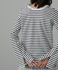 フレアスリーブ袖スリットボーダーTシャツ