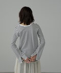 フレアスリーブ袖スリットボーダーTシャツ