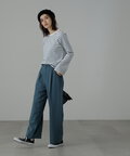 フレアスリーブ袖スリットボーダーTシャツ