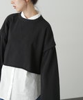 ［ピンクカラーWEB限定］肩スリットショート丈スウェット