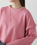 ［ピンクカラーWEB限定］肩スリットショート丈スウェット