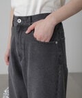 [低身長サイズ/Sシリーズ]ニーオープンストレートデニムパンツ