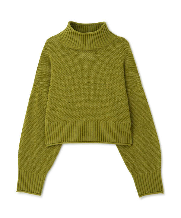 美品 手編み ニット 編み込みセーター 鹿子編み ショート丈 フリーサイズガーリーセーター