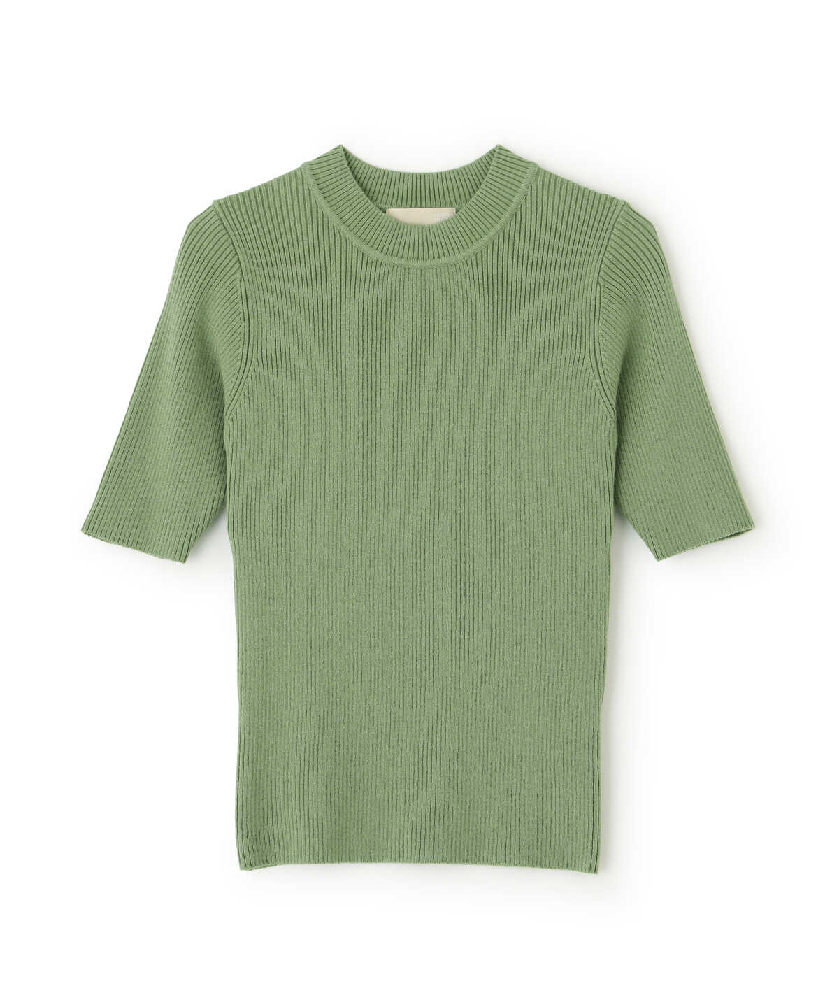 洗える］マシンウォッシャブルリブハイネック5分袖ニット | FREE 