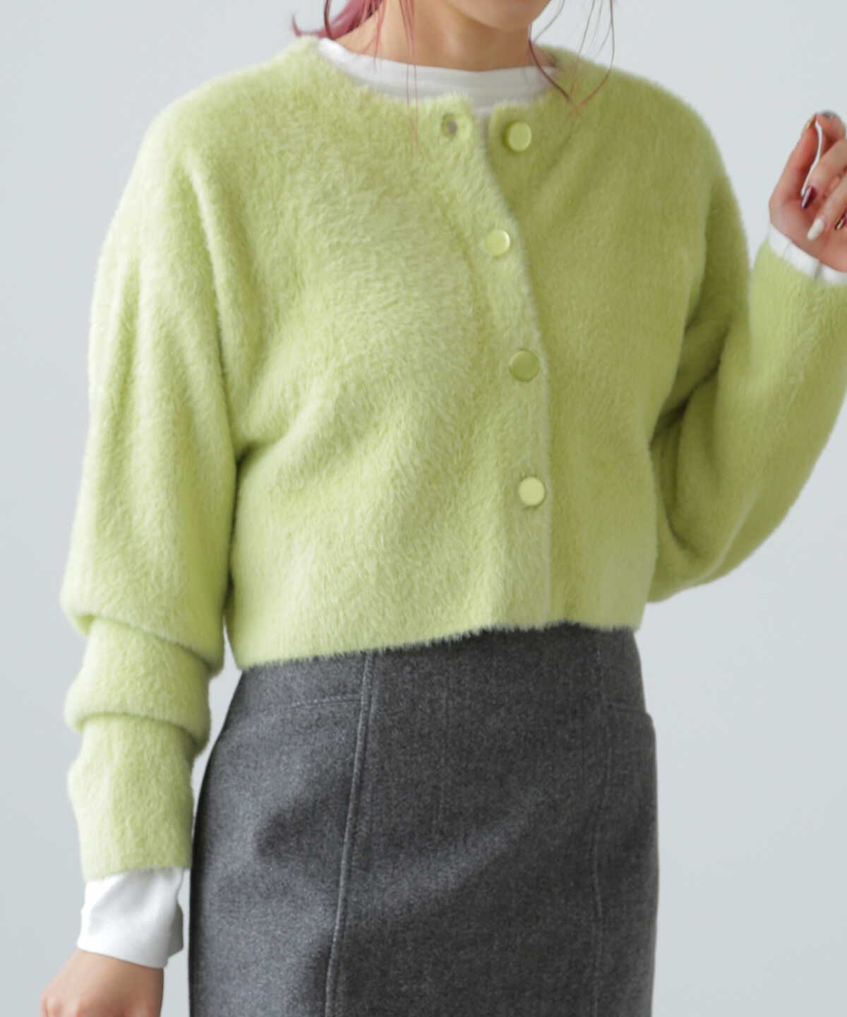 MYNE】2WAY SHORT KNIT/GREEN