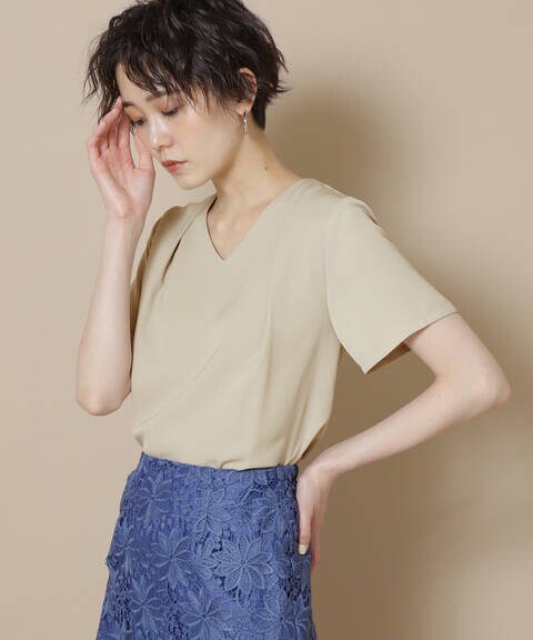 タックドレープ半袖ブラウス N Natural Beauty Basic サンエービーディーオンラインストア Sanei Online Store