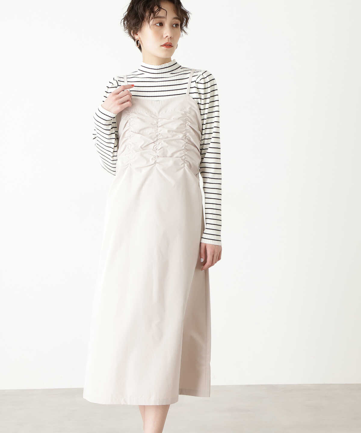 ギャザービスチェワンピース N Natural Beauty Basic サンエービーディーオンラインストア Sanei Online Store ギャザービスチェワンピース N Natural Beauty Basic サンエービーディーオンラインストア Sanei Online Store