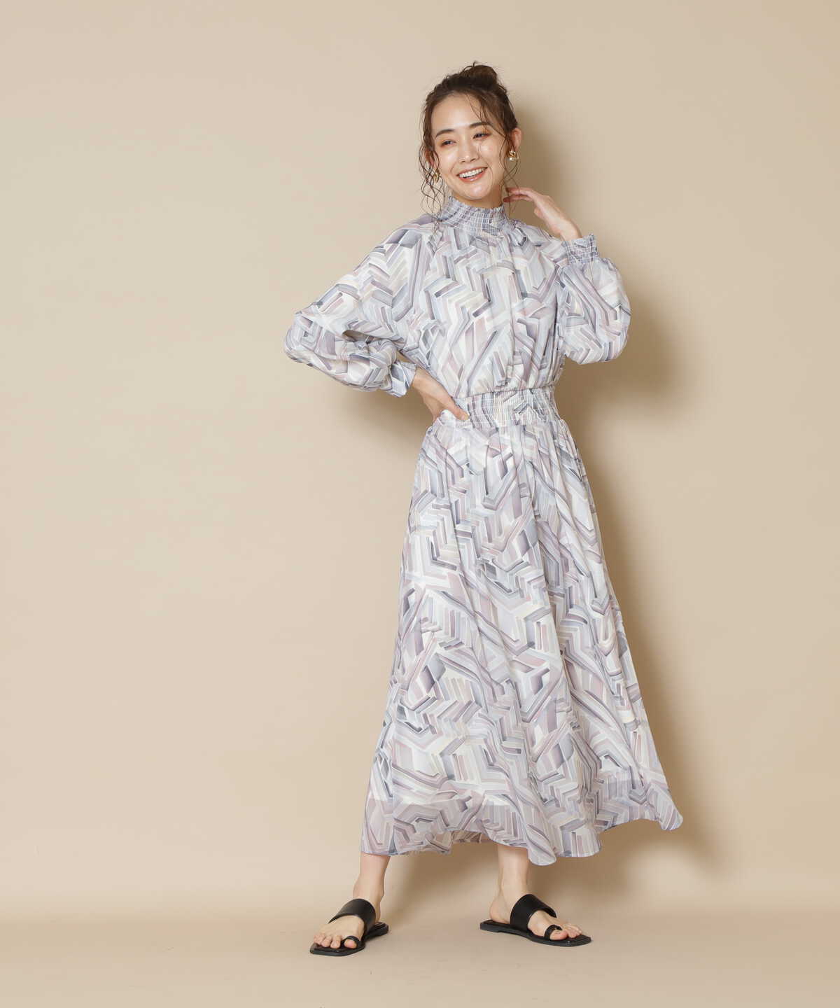 水彩ドローイングワンピース N Natural Beauty Basic サンエービーディーオンラインストア Sanei Online Store