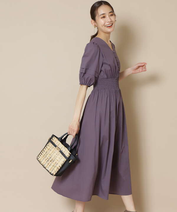 コットンローンタックパフスリーブワンピース S Size Line N Natural Beauty Basic サンエービーディーオンラインストア Sanei Online Store