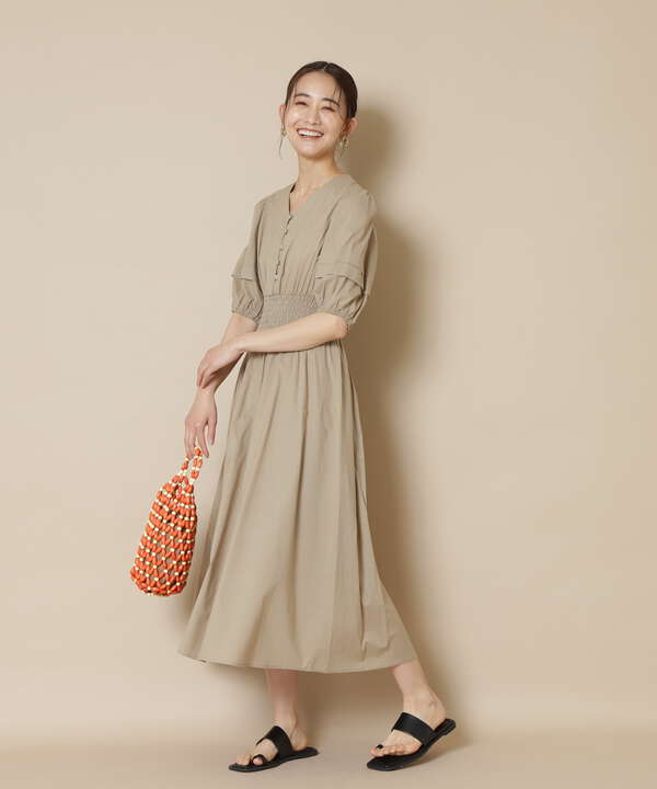 コットンローンタックパフスリーブワンピース S Size Line N Natural Beauty Basic サンエービーディーオンラインストア Sanei Online Store