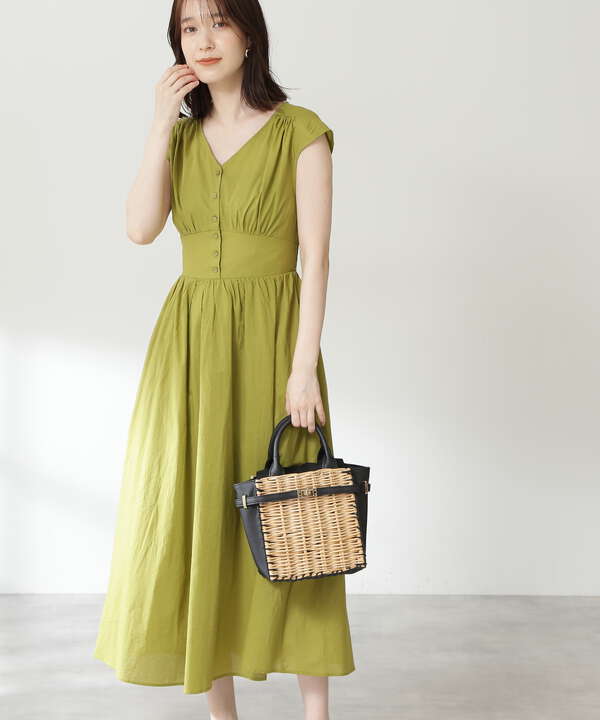 Vネックギャザーワンピース S Size Line N Natural Beauty Basic サンエービーディーオンラインストア Sanei Online Store