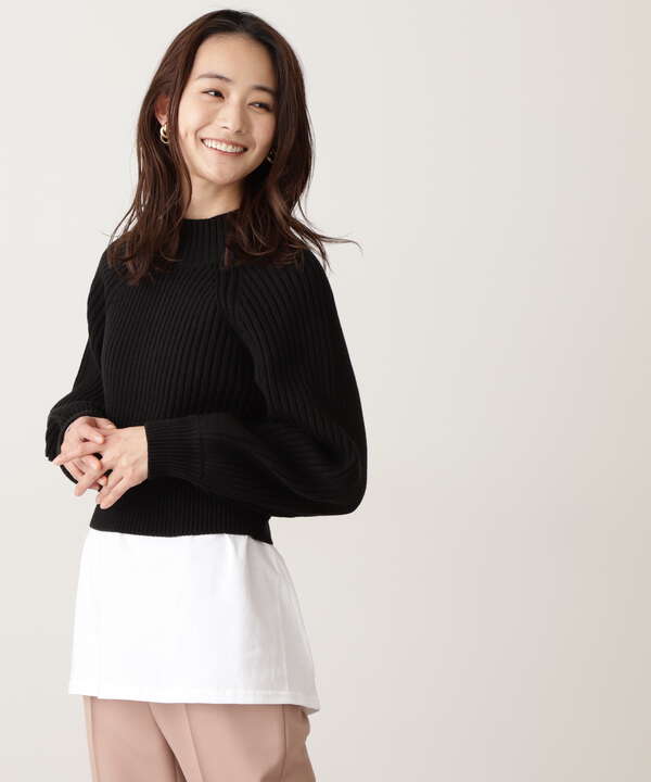 リブボリュームショートニット N Natural Beauty Basic サンエービーディーオンラインストア Sanei Online Store
