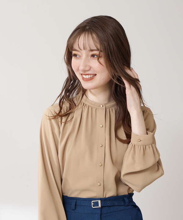 バージン 植木 ブランデー スタンド ネック ブラウス 更新する 月曜日 浜辺