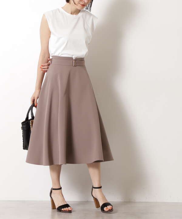 追加生産予約9月下旬入荷予定 ゴールドバックルフレアスカート N Natural Beauty Basic サンエービーディーオンラインストア Sanei Online Store