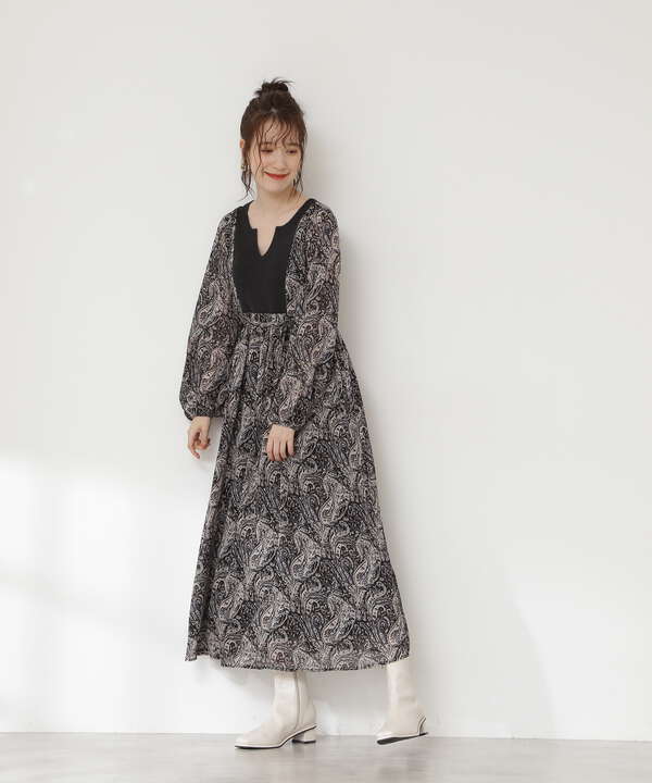 ニット切替カフタンワンピース S Size Line N Natural Beauty Basic サンエービーディーオンラインストア Sanei Online Store