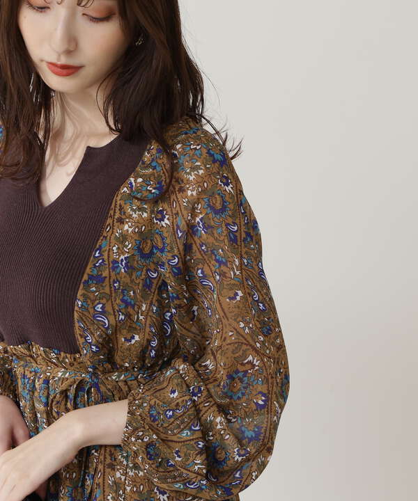 ニット切替カフタンワンピース S Size Line N Natural Beauty Basic サンエービーディーオンラインストア Sanei Online Store