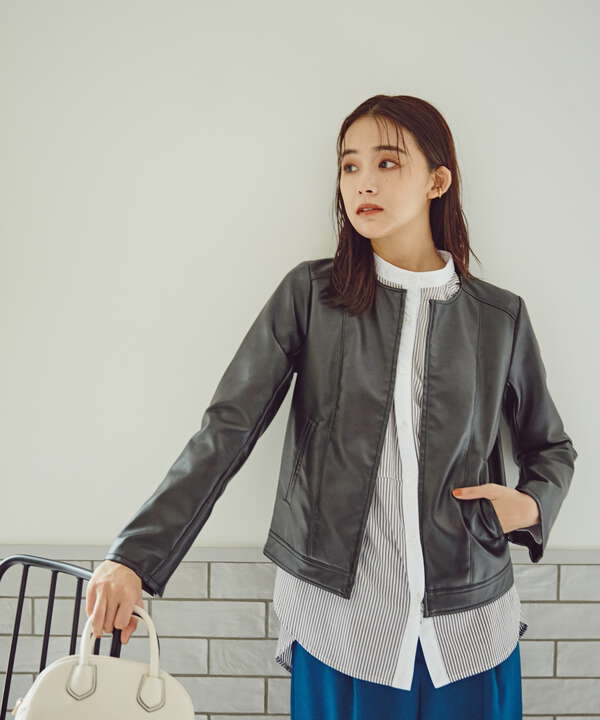 フェイクレザージャケット S Size Line N Natural Beauty Basic サンエービーディーオンラインストア Sanei Online Store