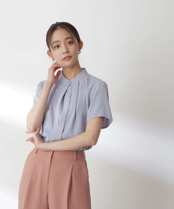 スタンドカラーフロントタックブラウス N Natural Beauty Basic サンエービーディーオンラインストア Sanei Online Store