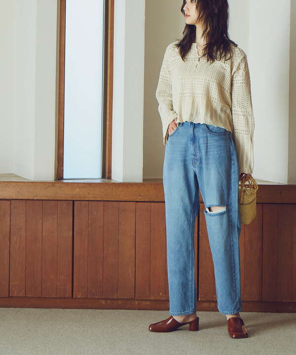 ライトカラースリムテーパードデニムパンツ S Size Line N Natural Beauty Basic サンエービーディーオンラインストア Sanei Online Store