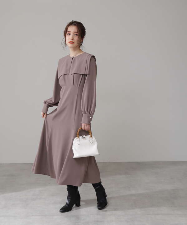 先行予約３月上旬 ３月中旬入荷予定 スクエアカラーウエストタックワンピース N Natural Beauty Basic サンエービーディーオンラインストア Sanei Online Store