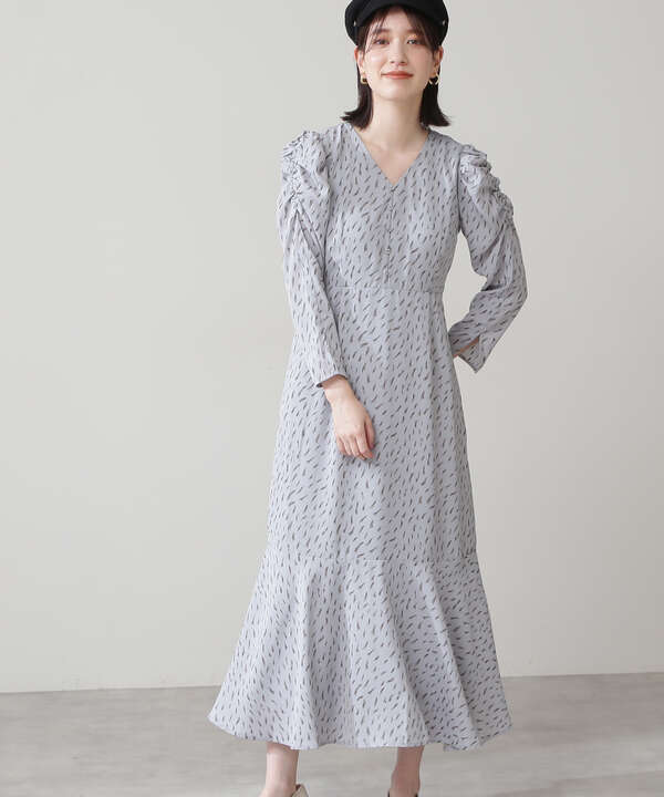 ギャザースリーブマーメイドワンピース S Size Line N Natural Beauty Basic サンエービーディーオンラインストア Sanei Online Store